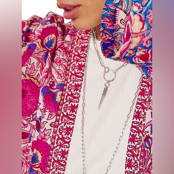 ba&sh Floral Wide-Sleeve long Lady Kimono Vini Side-Slit Self-Tie Size Medium - Picture 4 of 11